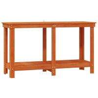 Produktbild för Arbetsbänk med hylla VaxBrun 140 x 50 x 80 cm Massivt furu