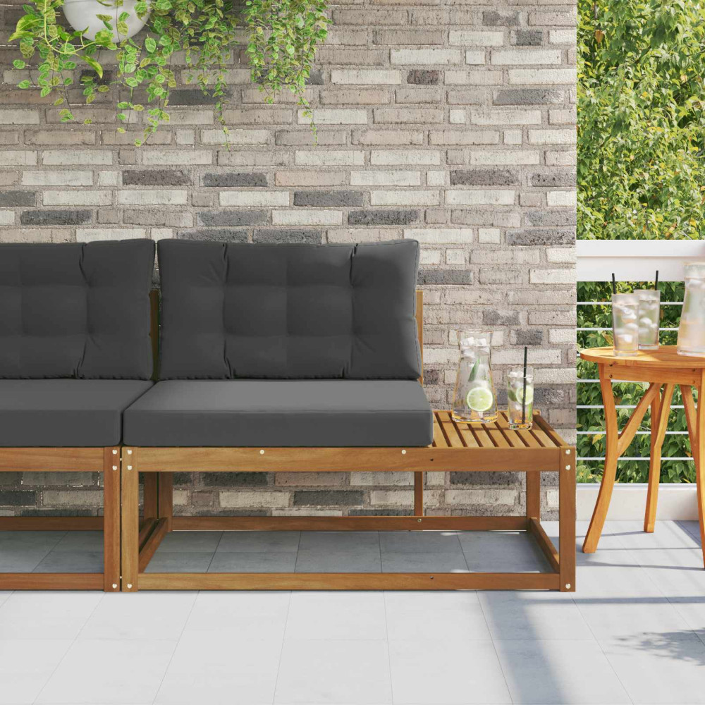 Produktbild för Utomhus modulsoffa med kudde Naturfärg 115 x 83 x 73 cm