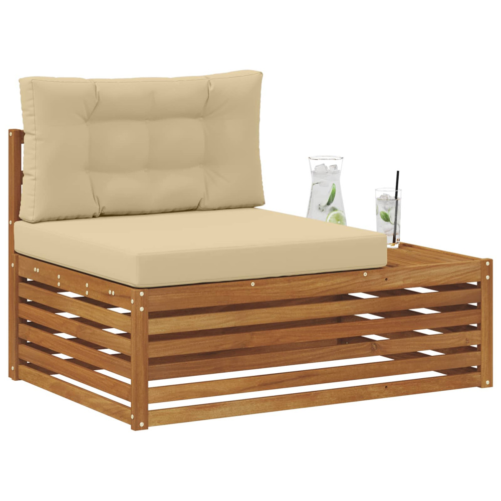 Produktbild för Utomhus modulsoffa 3 Stycke Naturlig och Beige 115 x 83 x 73 cm