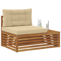 Produktbild för Utomhus modulsoffa 3 Stycke Naturlig och Beige 115 x 83 x 73 cm