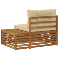 Produktbild för Utomhus modulsoffa 3 Stycke Naturlig och Beige 115 x 83 x 73 cm