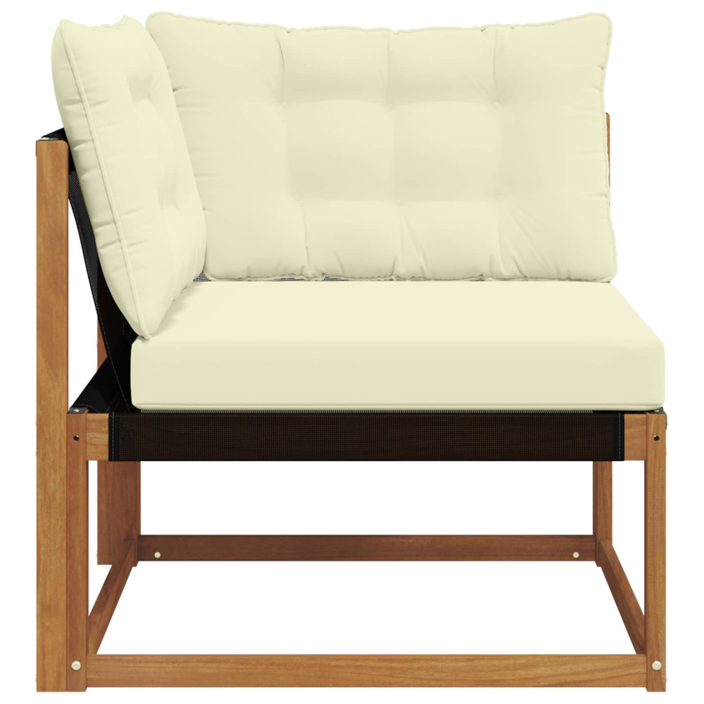 Produktbild för Utehörnsoffa Massivt Akaciaträ och Textilene Naturfärg