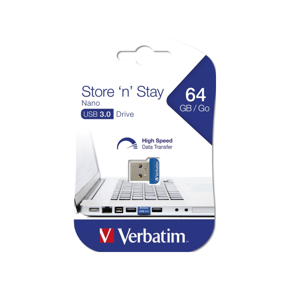 Produktbild för Verbatim Store 'n' Stay NANO - USB flash-enhet - 64 GB