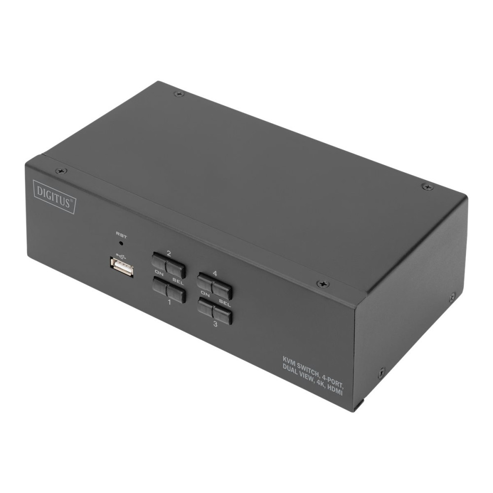 Produktbild för DIGITUS - omkopplare för tangentbord/video/mus/ljud/USB - 4 portar