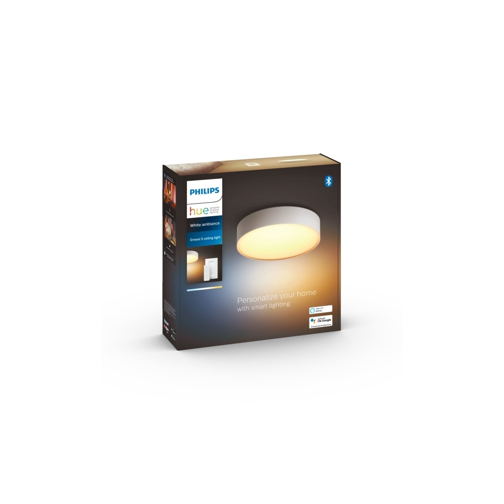 Produktbild för Philips Hue White ambiance Enrave Small - innertakslampa - LED - 9.6 W - varmt till kallt vitt ljus - 2200-6500 K - vit