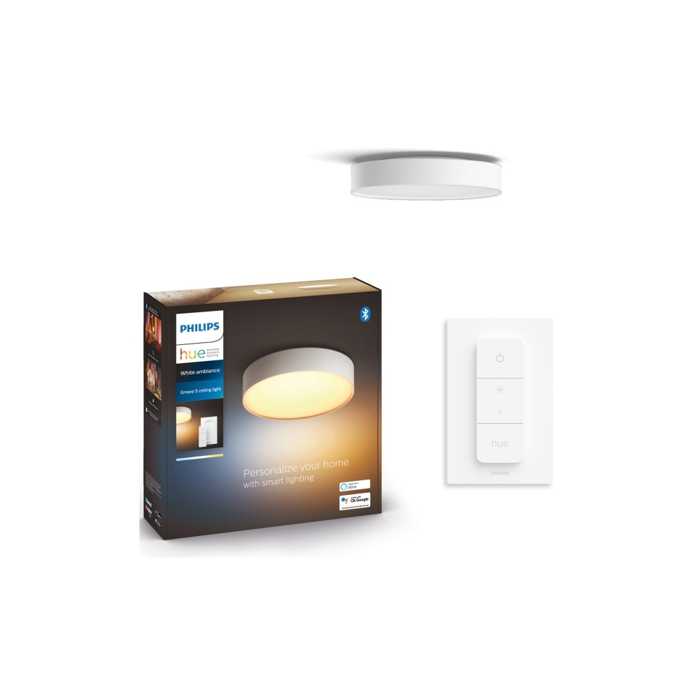 Produktbild för Philips Hue White ambiance Enrave Small - innertakslampa - LED - 9.6 W - varmt till kallt vitt ljus - 2200-6500 K - vit