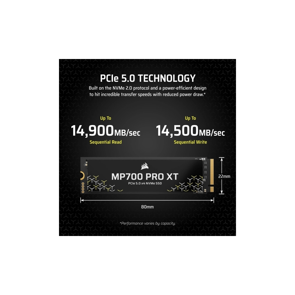 Produktbild för CORSAIR MP700 PRO XT - SSD - 1 TB - PCI Express 5.0 x4 (NVMe)