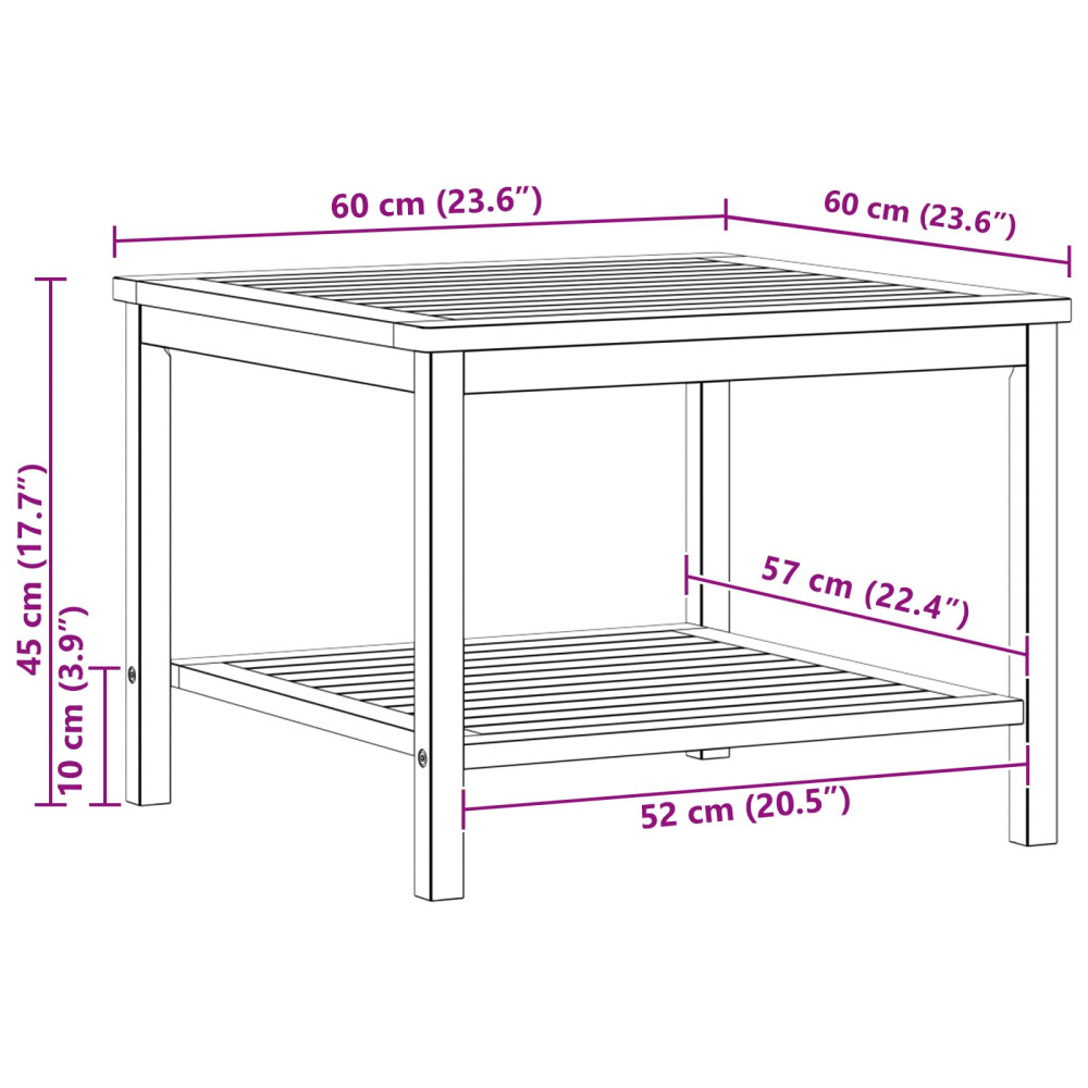 Produktbild för Sidobord Olivenatur 60 x 60 x 45 cm Massivt Akaciaträ