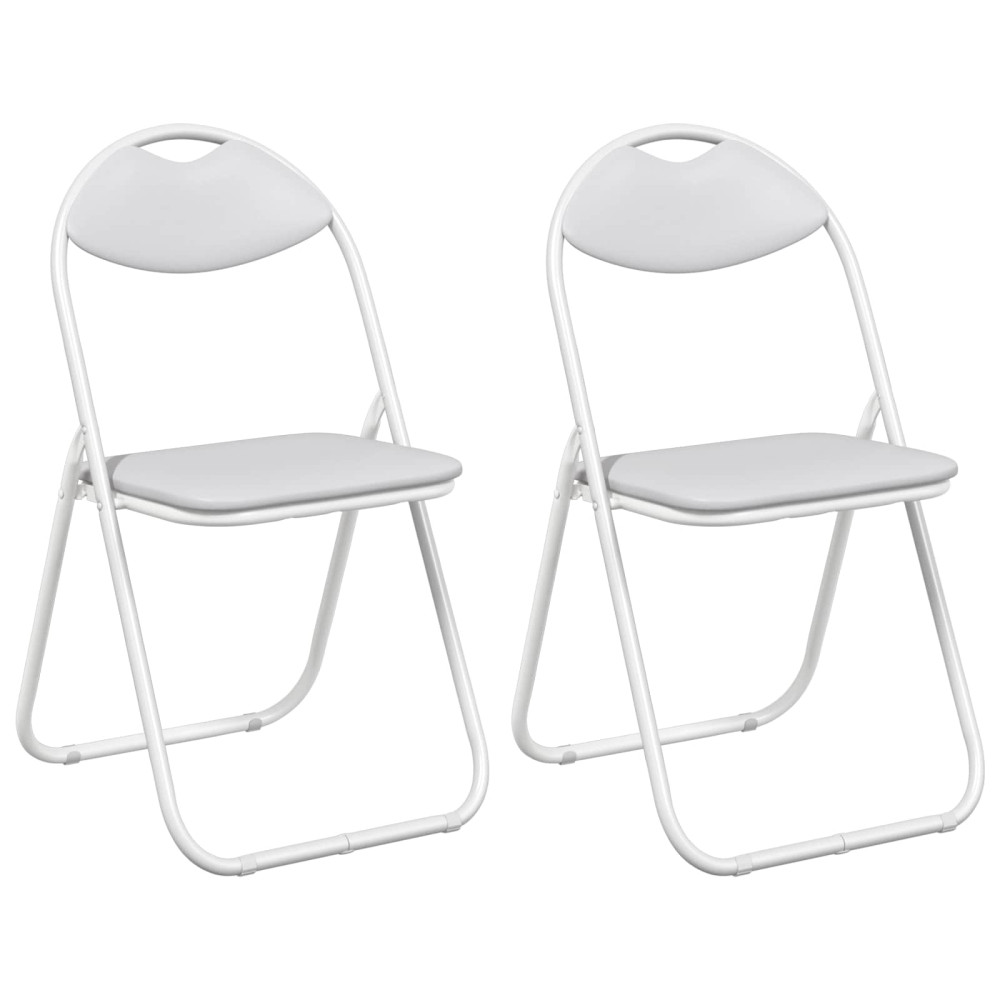 Produktbild för Fällstol 2 pcs Vit 48 x 43,5 x 81 cm Konstläder