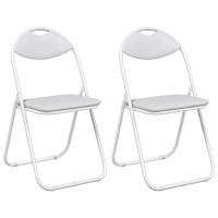 Produktbild för Fällstol 2 pcs Vit 48 x 43,5 x 81 cm Konstläder