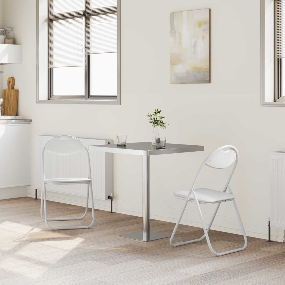 Produktbild för Fällstol 2 pcs Vit 48 x 43,5 x 81 cm Konstläder
