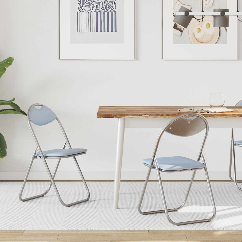 Produktbild för Fällstol 2 pcs Grå 48 x 43,5 x 81 cm Konstläder