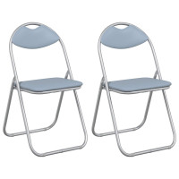 Produktbild för Fällstol 2 pcs Grå 48 x 43,5 x 81 cm Konstläder