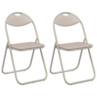 Produktbild för Fällstol 2 pcs Sand 48 x 43,5 x 81 cm Konstläder