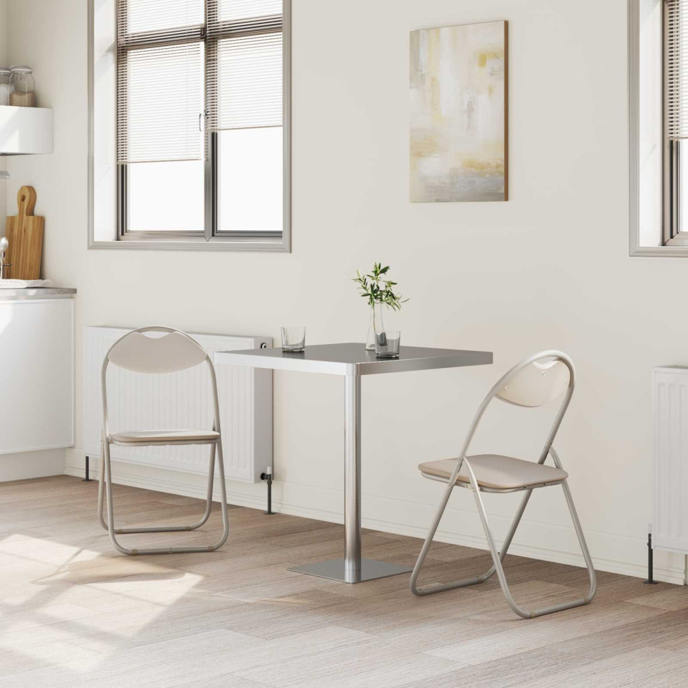 Produktbild för Fällstol 2 pcs Sand 48 x 43,5 x 81 cm Konstläder
