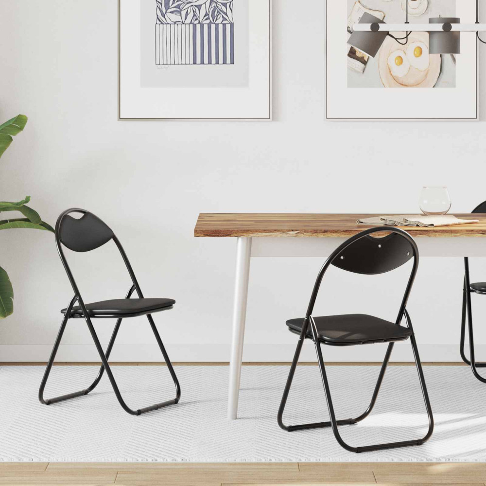 Produktbild för Fällstol 2 pcs Svart 48 x 43,5 x 81 cm Konstläder