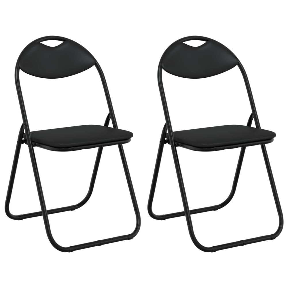 Produktbild för Fällstol 2 pcs Svart 48 x 43,5 x 81 cm Konstläder