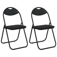 Produktbild för Fällstol 2 pcs Svart 48 x 43,5 x 81 cm Konstläder