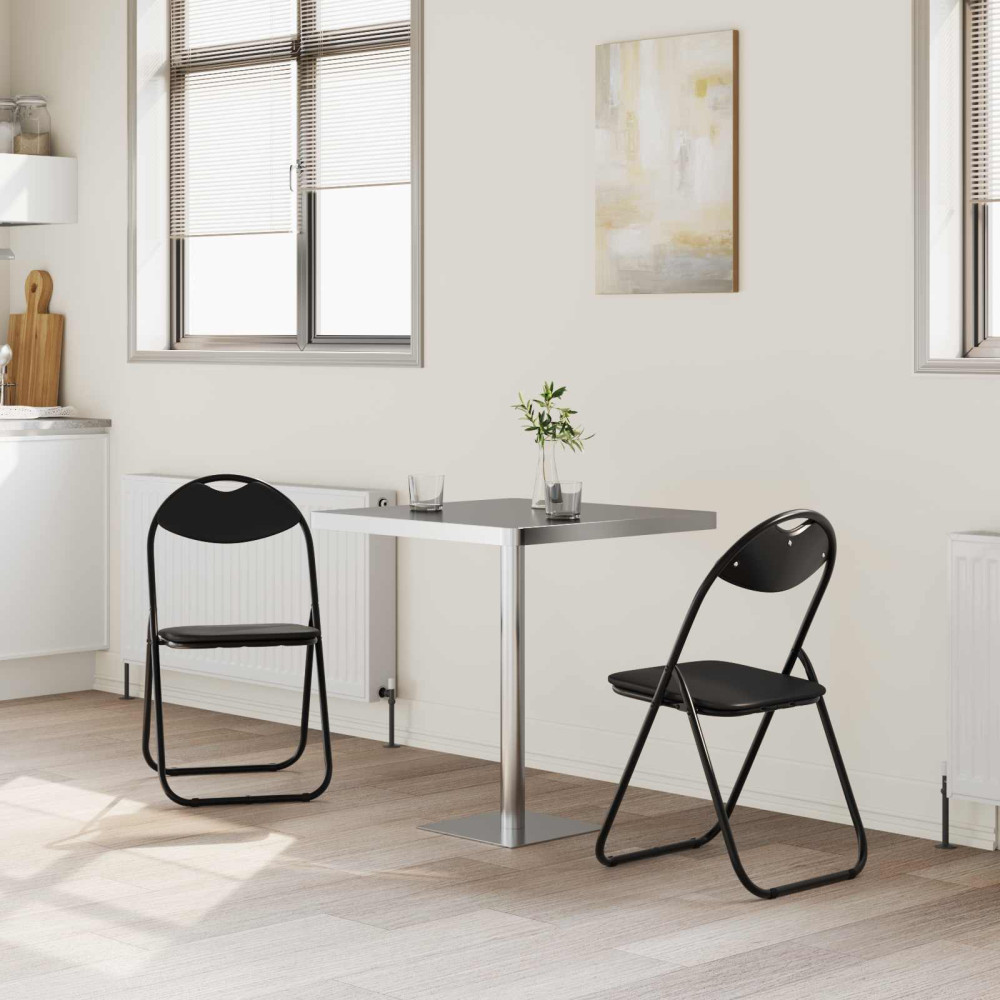 Produktbild för Fällstol 2 pcs Svart 48 x 43,5 x 81 cm Konstläder