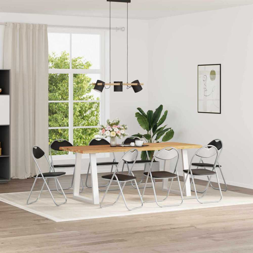 Produktbild för Fällstol 8 pcs Svart och Grå 48 x 43,5 x 81 cm Konstläder