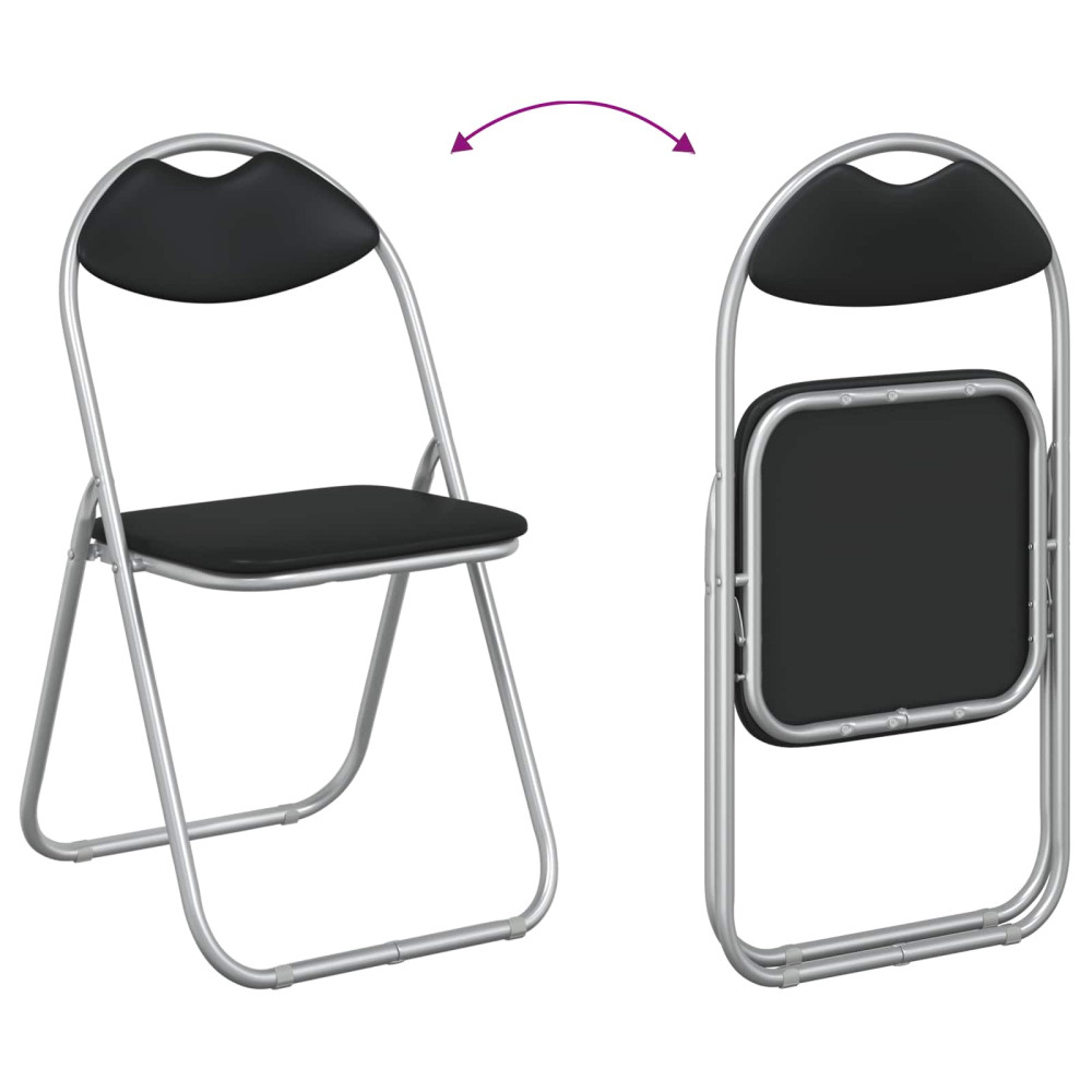 Produktbild för Fällstol 8 pcs Svart och Grå 48 x 43,5 x 81 cm Konstläder