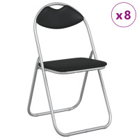 Produktbild för Fällstol 8 pcs Svart och Grå 48 x 43,5 x 81 cm Konstläder