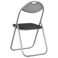Produktbild för Fällstol 8 pcs Svart och Grå 48 x 43,5 x 81 cm Konstläder