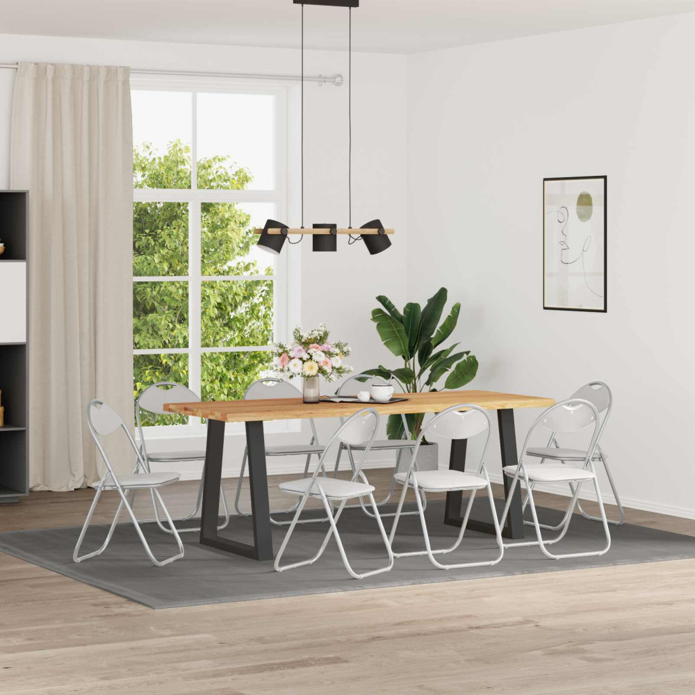 Produktbild för Fällstol 8 pcs Vitt och Grått 48 x 43,5 x 81 cm Konstläder