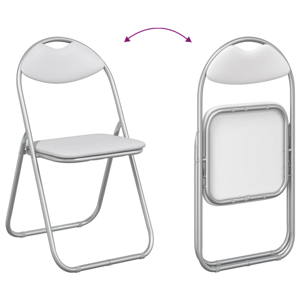 Produktbild för Fällstol 8 pcs Vitt och Grått 48 x 43,5 x 81 cm Konstläder