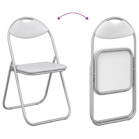 Produktbild för Fällstol 8 pcs Vitt och Grått 48 x 43,5 x 81 cm Konstläder