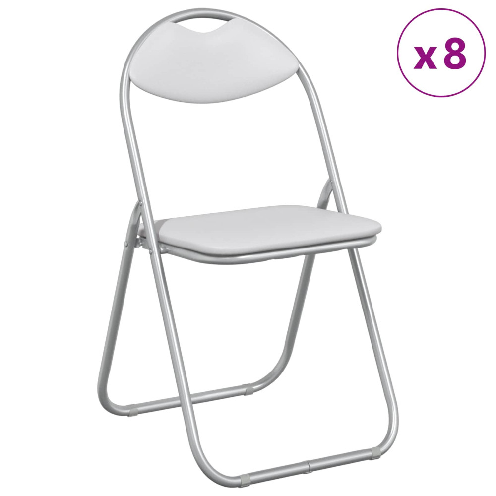 Produktbild för Fällstol 8 pcs Vitt och Grått 48 x 43,5 x 81 cm Konstläder