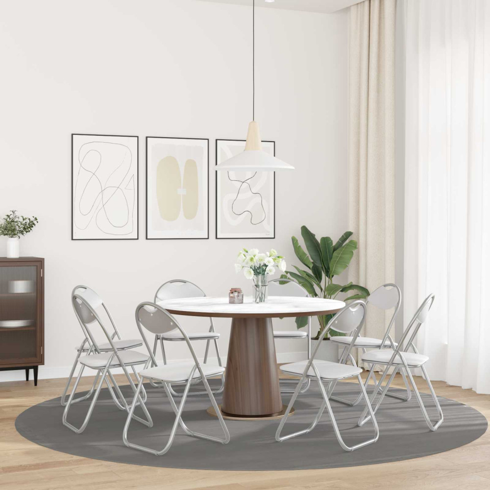 Produktbild för Fällstol 8 pcs Vitt och Grått 48 x 43,5 x 81 cm Konstläder