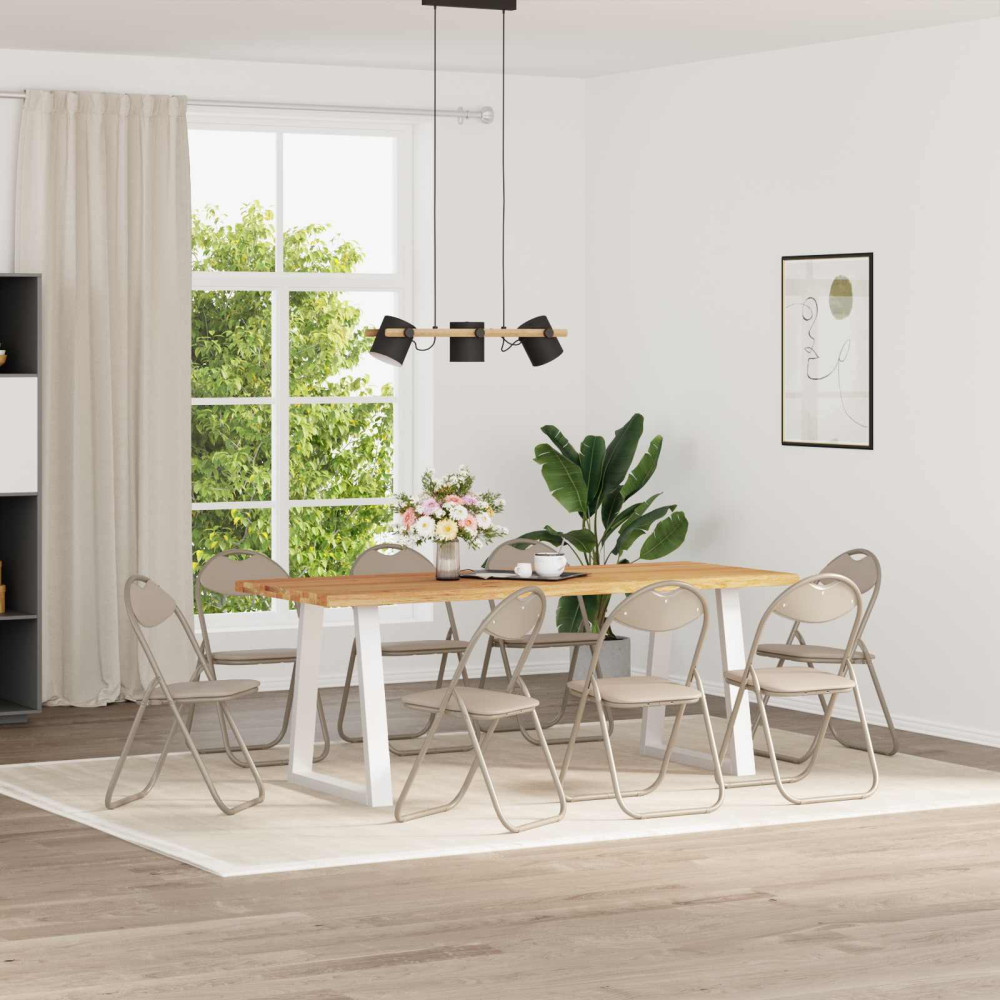 Produktbild för Fällstol 8 pcs Sand 48 x 43,5 x 81 cm Konstläder