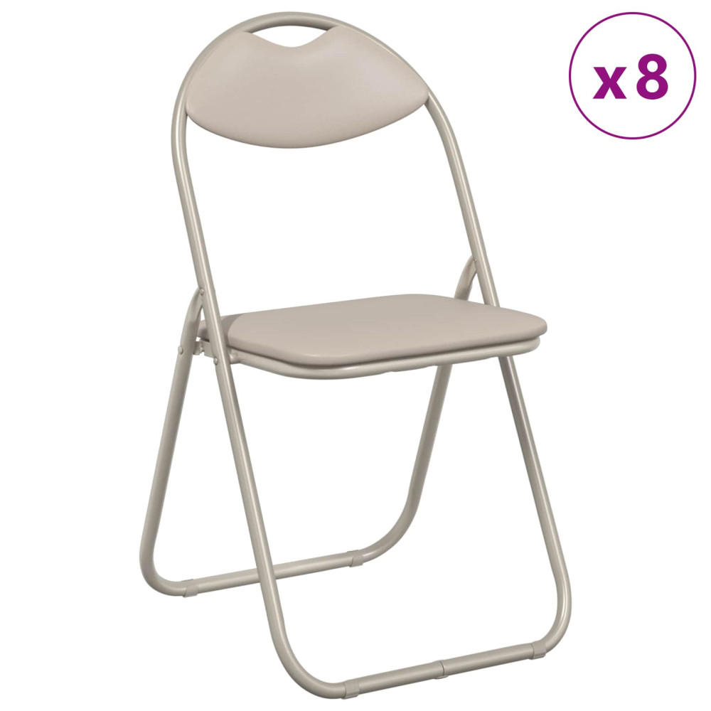 Produktbild för Fällstol 8 pcs Sand 48 x 43,5 x 81 cm Konstläder