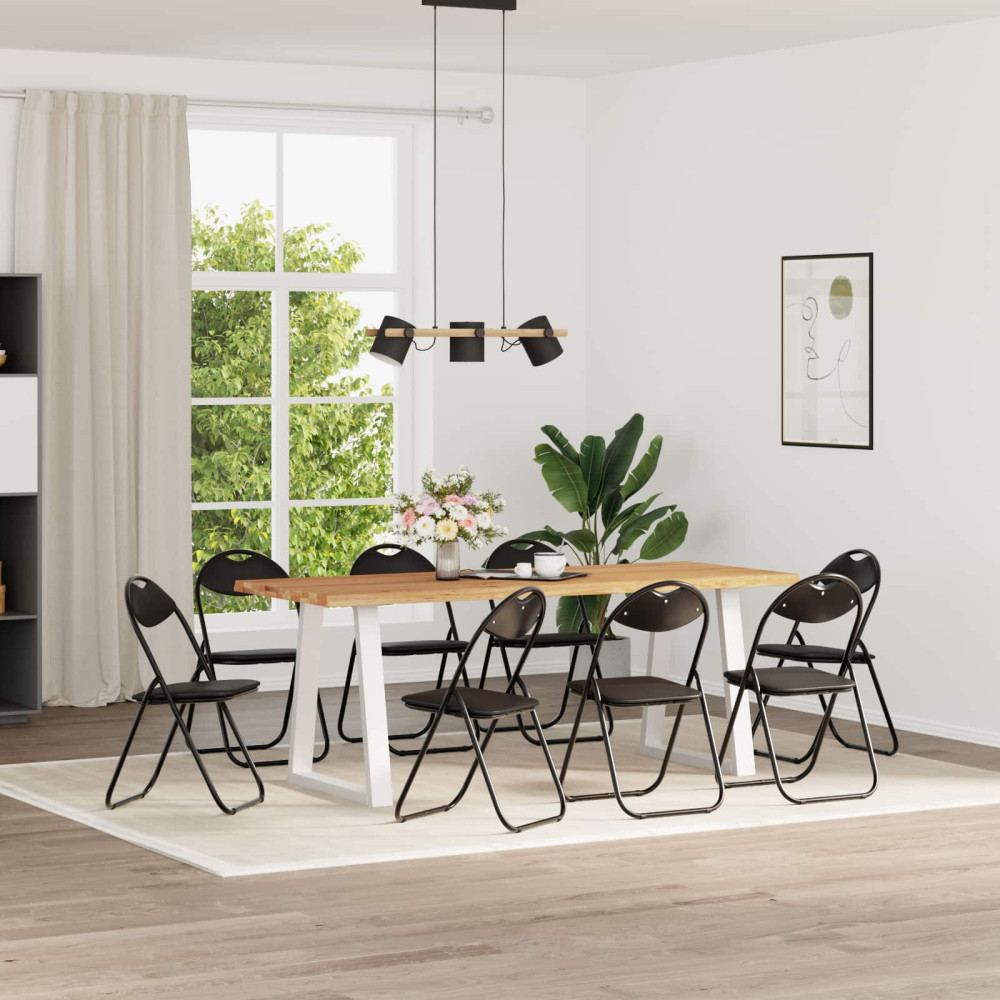 Produktbild för Fällstol 8 pcs Svart 48 x 43,5 x 81 cm Konstläder
