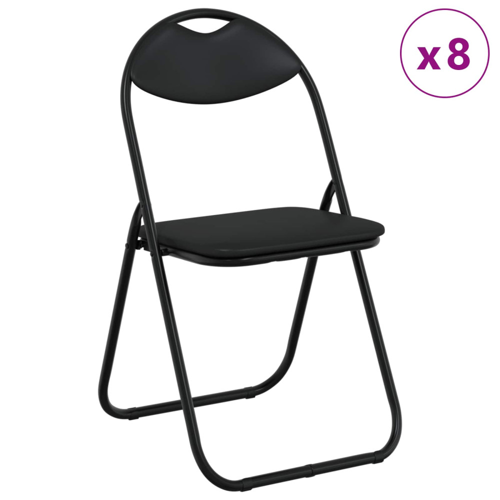 Produktbild för Fällstol 8 pcs Svart 48 x 43,5 x 81 cm Konstläder