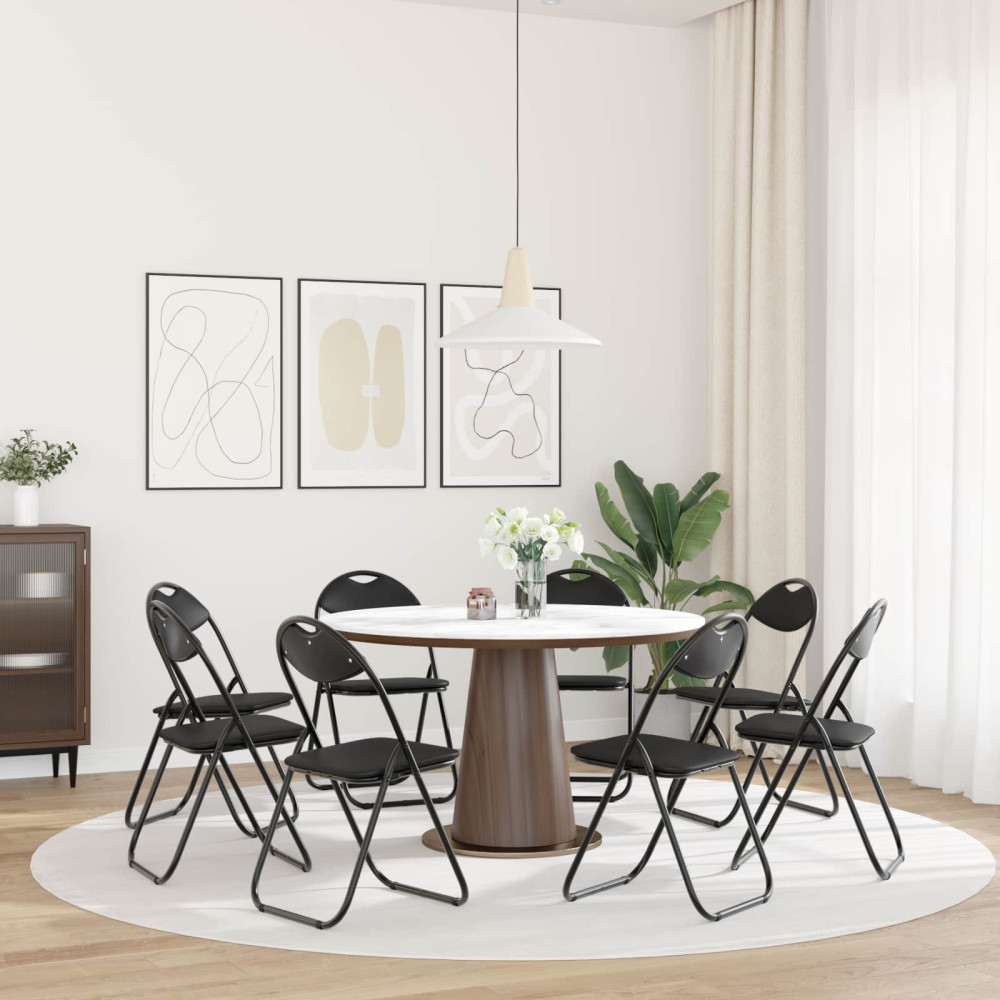Produktbild för Fällstol 8 pcs Svart 48 x 43,5 x 81 cm Konstläder