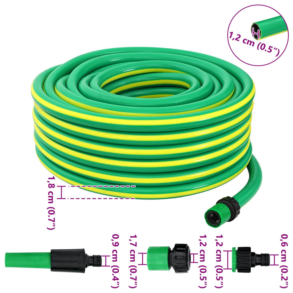 Produktbild för Trädgårdsslang 5-lagers Grön och Gul 1 / 2'' 10 m PVC