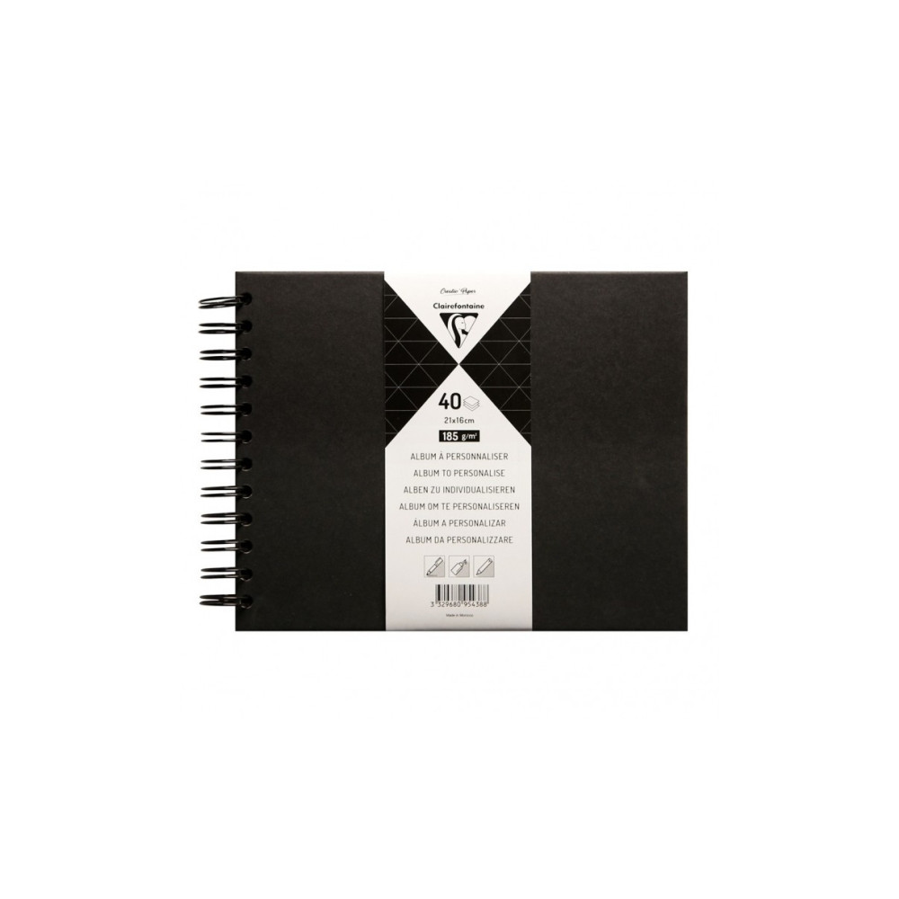 Produktbild för Clairefontaine Scrap Album, Black Hardcover, wirebound, 40 B...