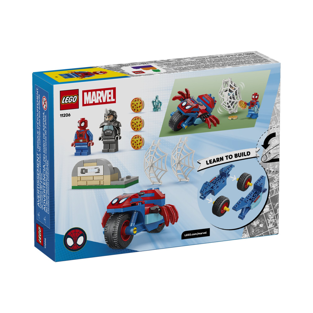 Produktbild för LEGO Marvel Spidey Amazing Friends 11206 - Spidey on his Motorcycle vs. Rhino - byggsats