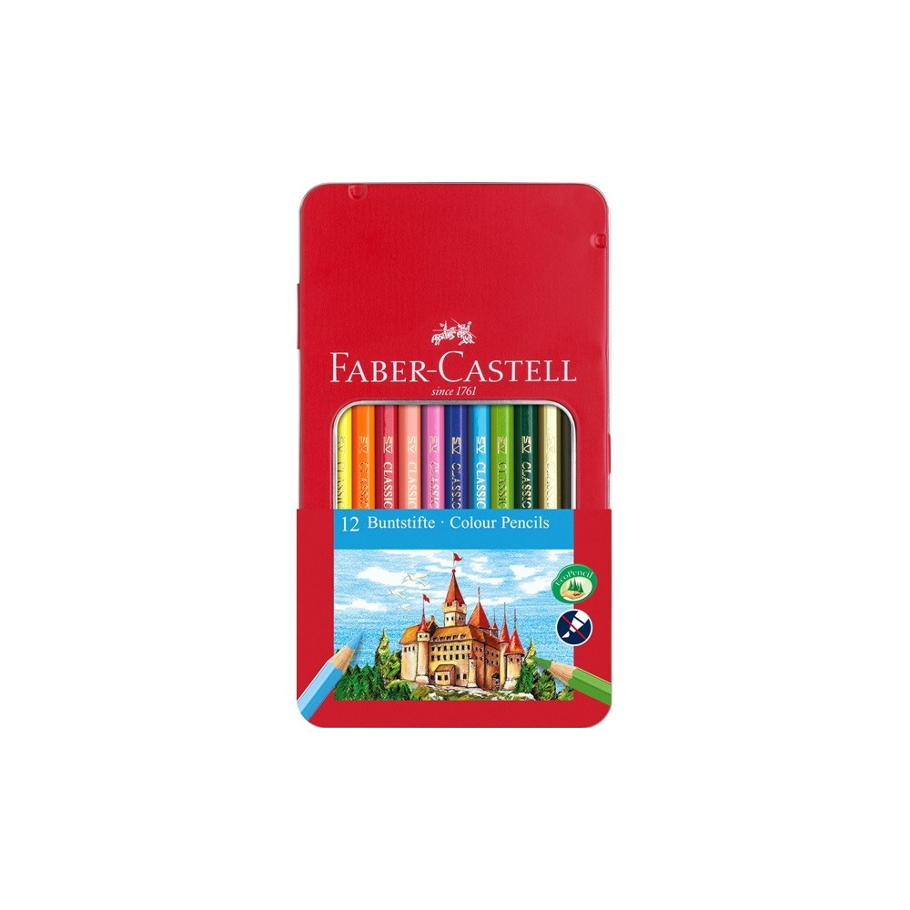 Produktbild för Faber-Castell färgpennor, sexkantig form, ask med 12 blandad...