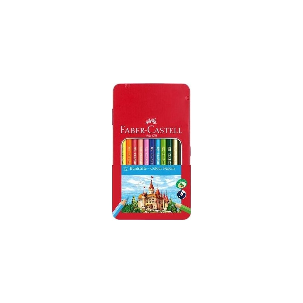 Produktbild för Faber-Castell färgpennor, sexkantig form, ask med 12 blandad...