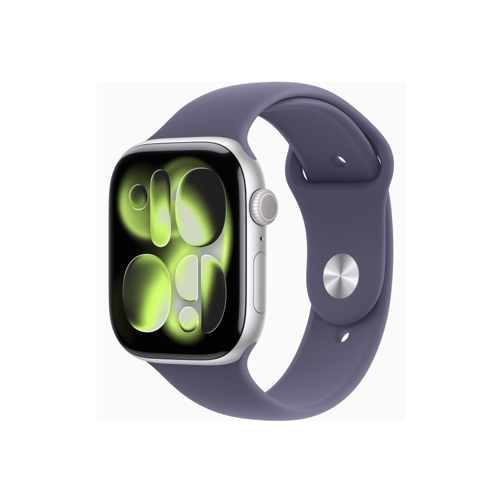 Produktbild för Apple Watch Series 11 (GPS + Cellular) - silveraluminium - smart klocka med sportband - lila dimma - 64 GB