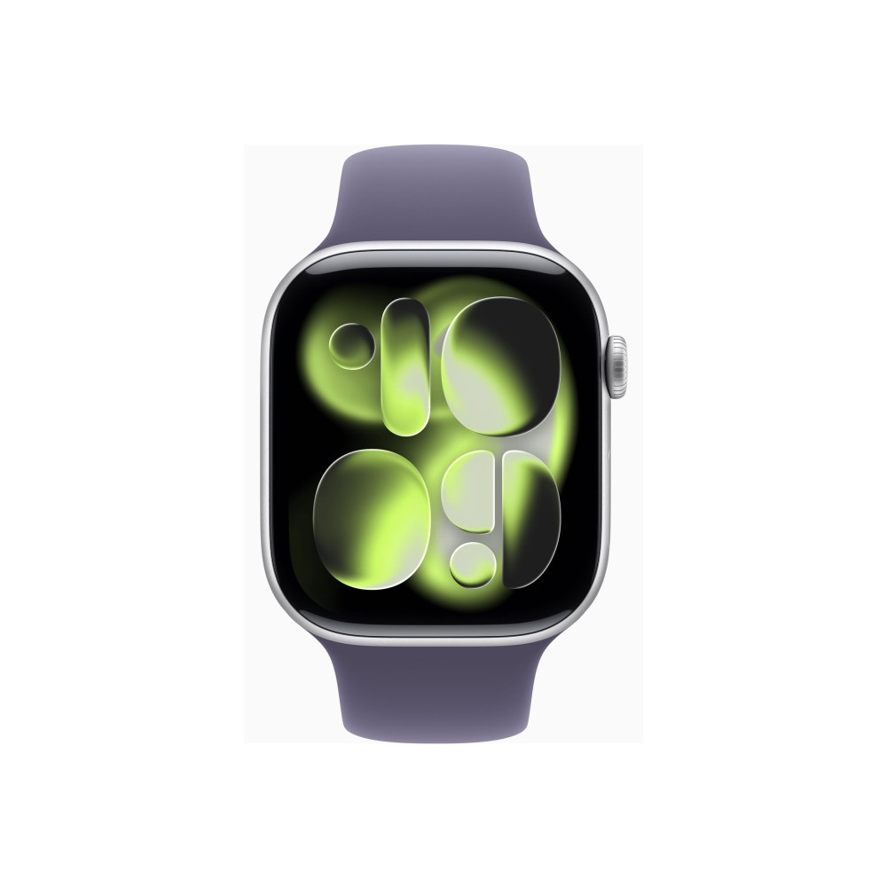 Produktbild för Apple Watch Series 11 (GPS + Cellular) - silveraluminium - smart klocka med sportband - lila dimma - 64 GB