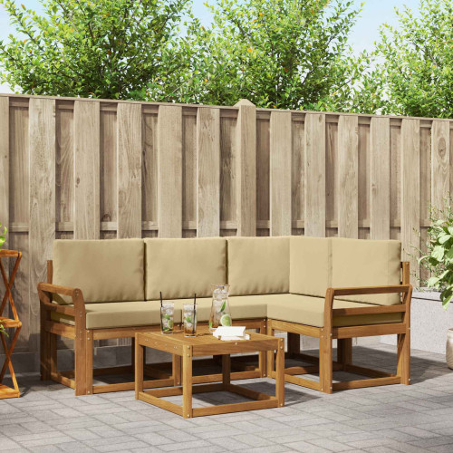 vidaXL Utomhussoffset med kudde 5 pcs Naturlig och Beige