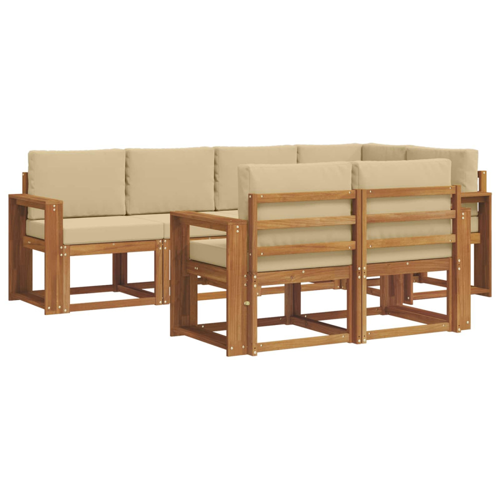 Produktbild för Utomhussoffset med kudde 7 pcs Naturlig och Beige