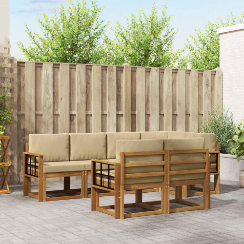 vidaXL Utomhussoffset med kudde 7 pcs Naturlig och Beige