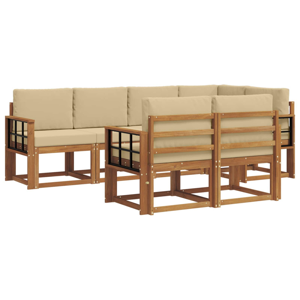 Produktbild för Utomhussoffset med kudde 7 pcs Naturlig och Beige