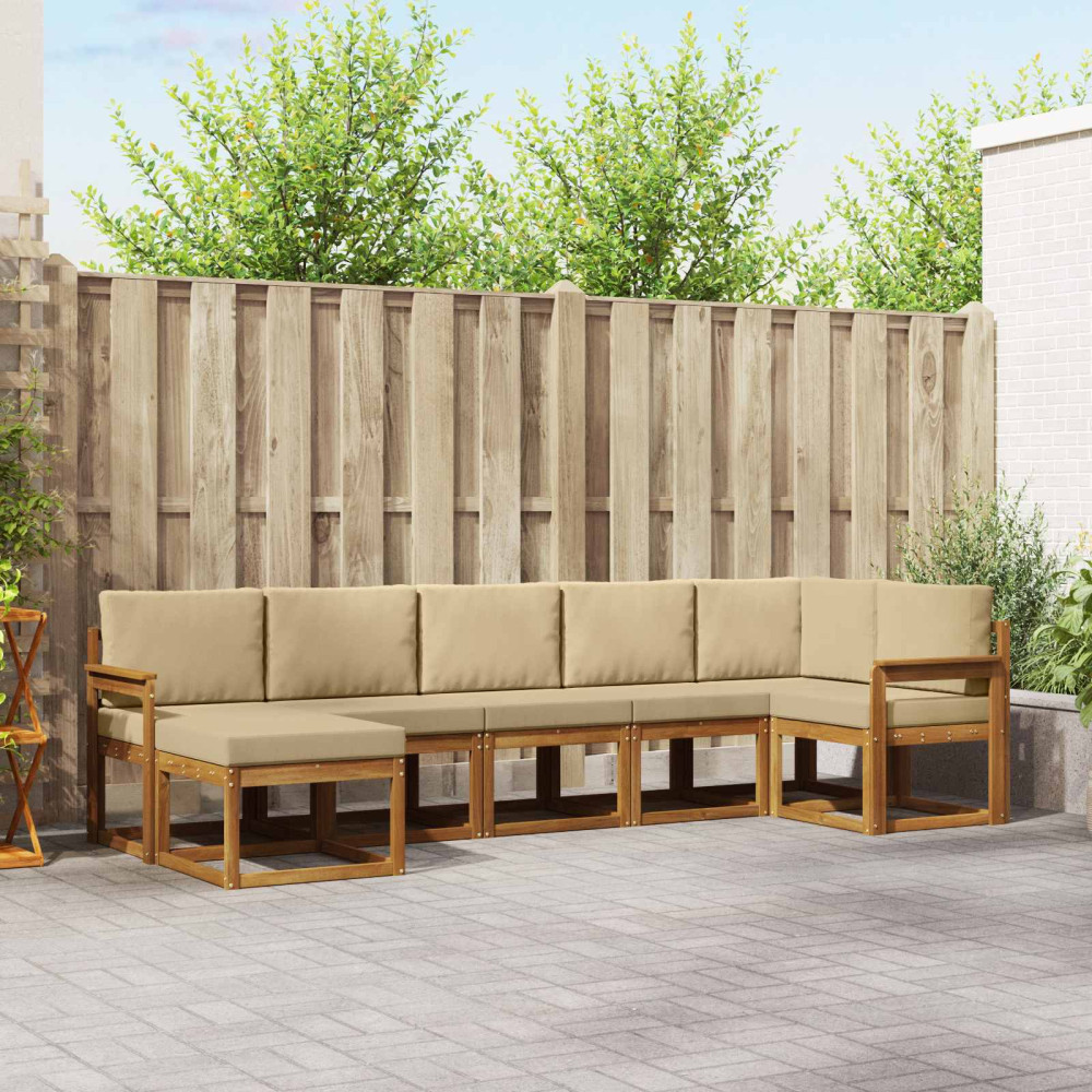 Produktbild för Utomhussoffset med kudde 7 pcs Naturlig och Beige