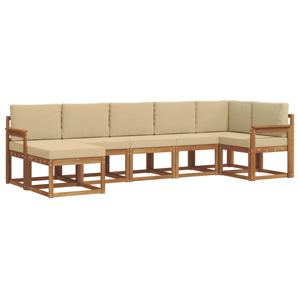 Produktbild för Utomhussoffset med kudde 7 pcs Naturlig och Beige